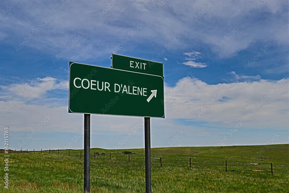 US Highway Exit Sign for Coeur D' Alene