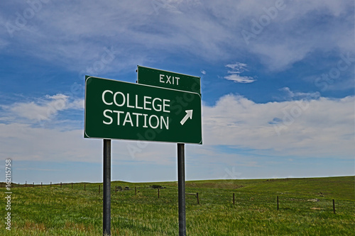 US Highway Exit Sign for College Station