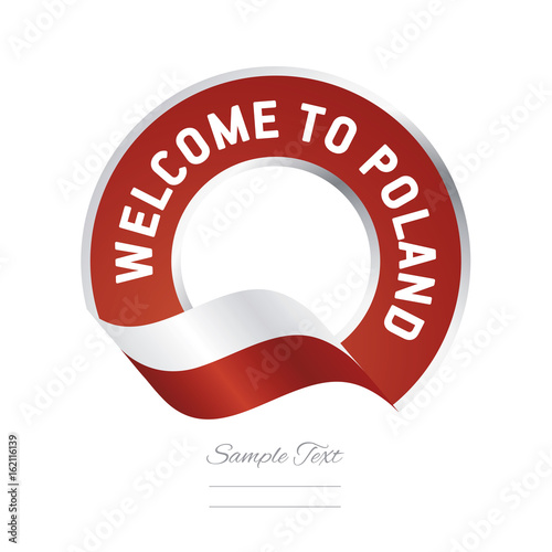 Welcome to Poland flag red label logo icon
