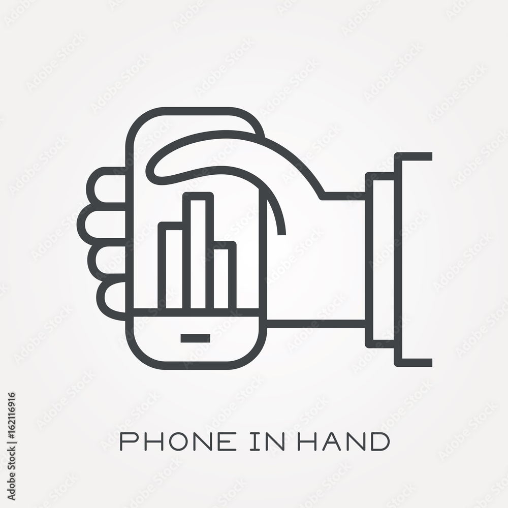 Line icon phone in hand Line icon phone in hand