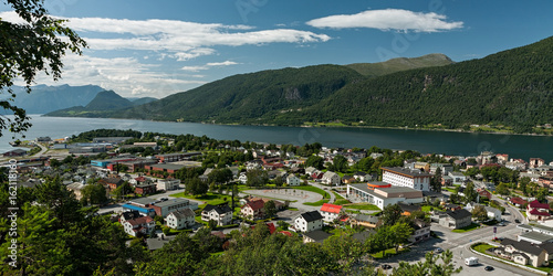 Panoramic view of Andalsnes city in Norway in Romsdalsfjorden