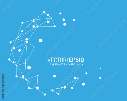 Future design background for business presentation. Blue globe with lines and dots. Connection concept.