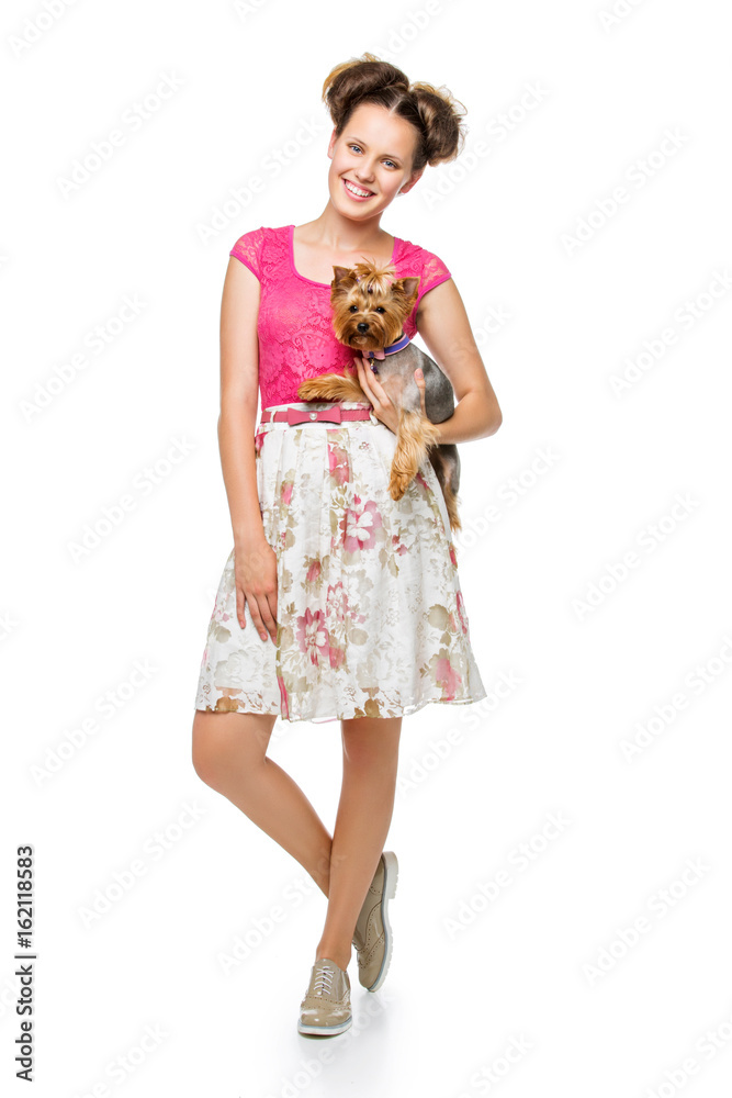 Girl with yorkie dog Girl with yorkie dog