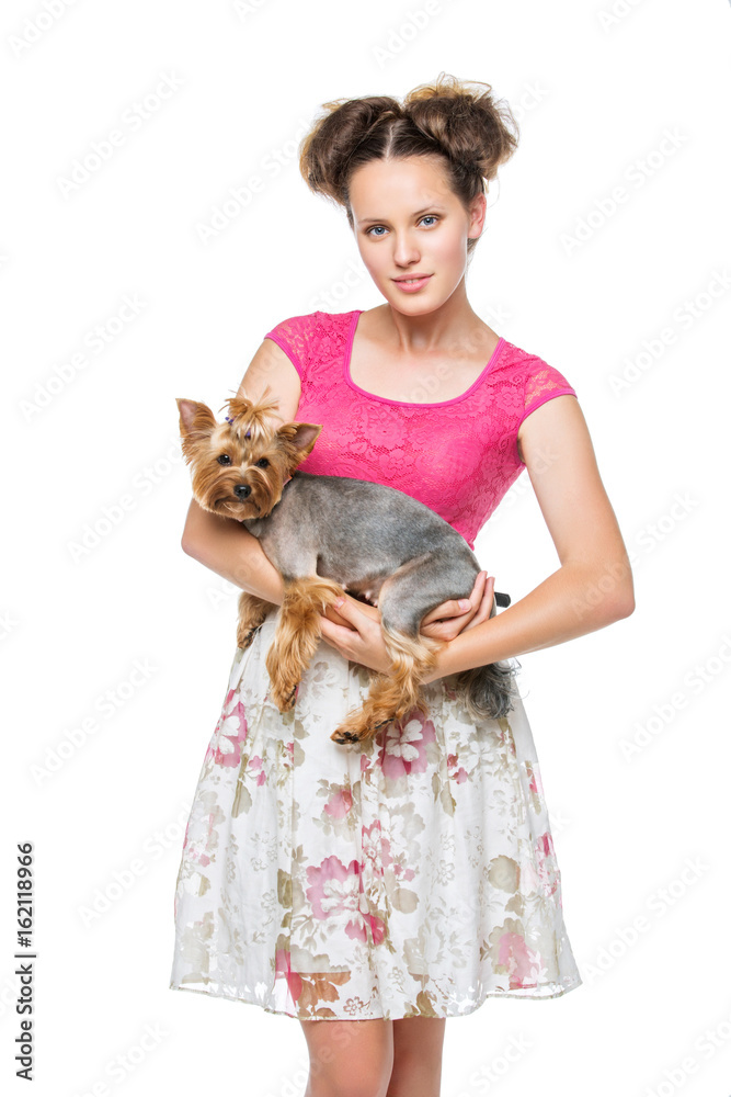 Girl with yorkie dog Girl with yorkie dog
