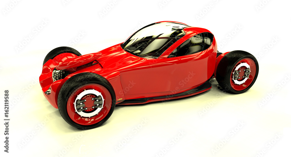  the red electric concept car 3D illustration