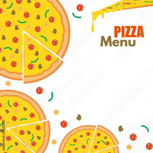 Pizza menu vector background. Restaurant cafe menu, template design.