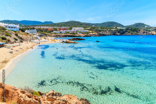 View of Cala Tarida bay and beach, Ibiza island, Spain photo
