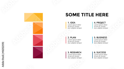 Vector alphabet infographic. Presentation slide template. Business font concept with number 1 and place for your text. 16x9 aspect ratio. First leader.