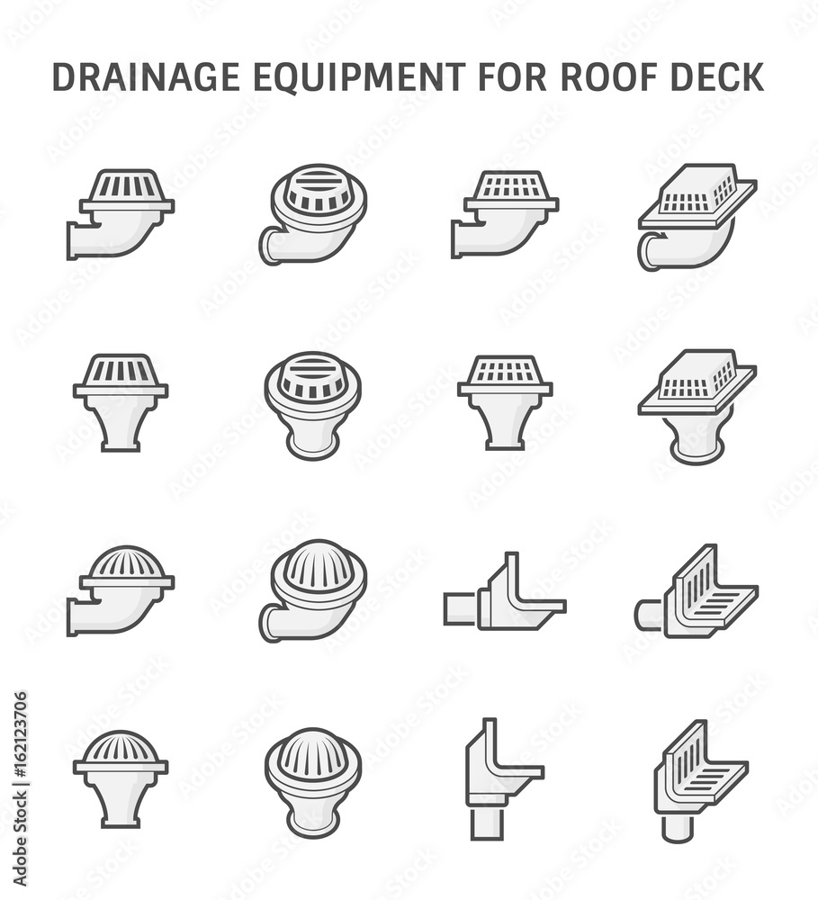 Vector icon design of drainage equipment for roof deck.