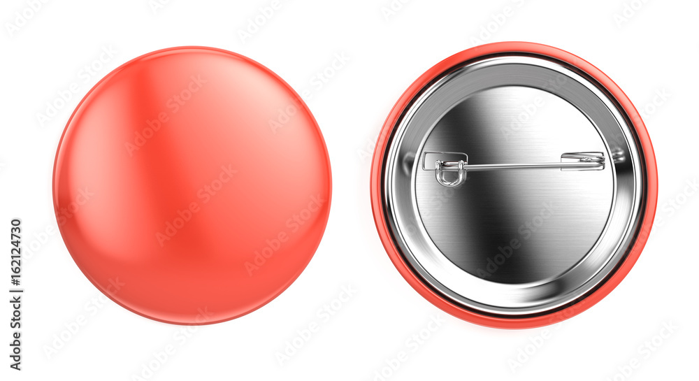 White badge pin brooch isolated on white mock-up. 3d rendering. White badge pin brooch isolated on white mock-up. 3d rendering.