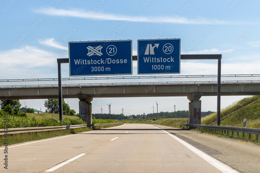 Bundesautobahn A19 Abfahrt Wittstock