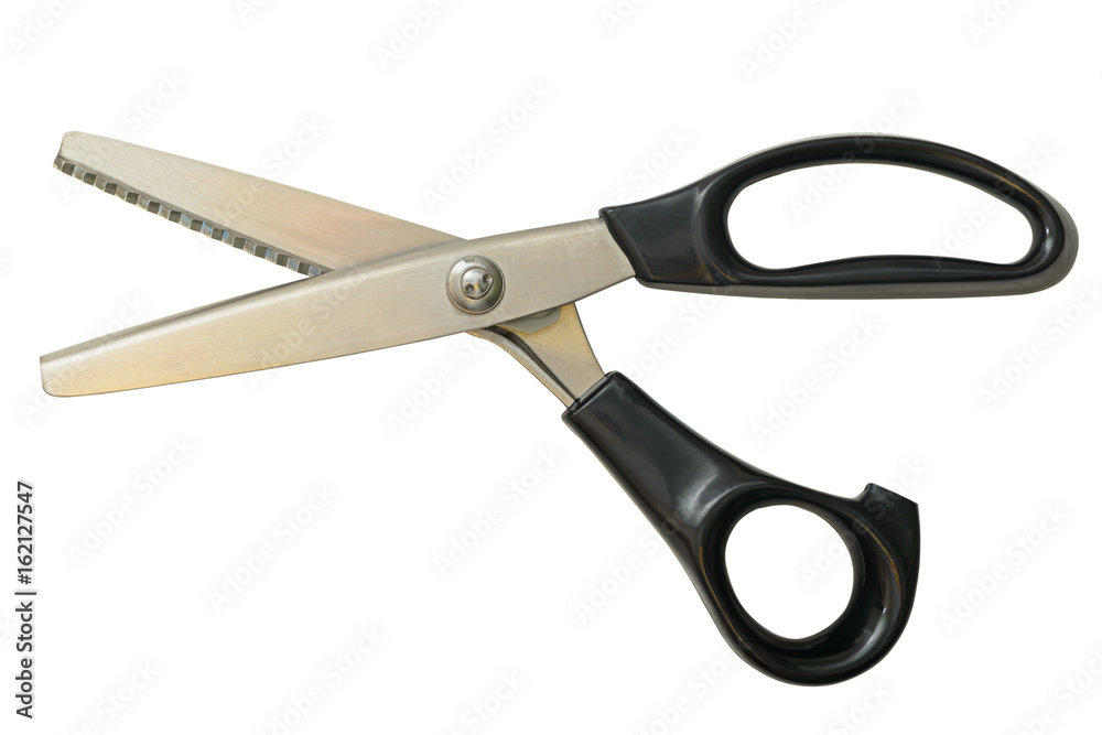 Large scissors for rikki edging zigzag on white background Large scissors for rikki edging zigzag on white background