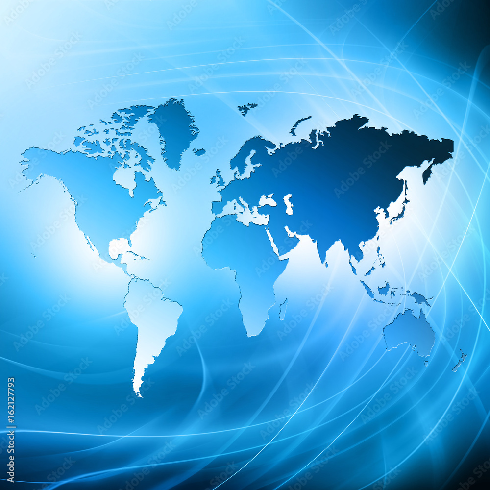 World map on a technological background, glowing lines symbols of the Internet, radio, television, mobile and satellite communications. World map on a technological background, glowing lines symbols of the Internet, radio, television, mobile and satellite communications.