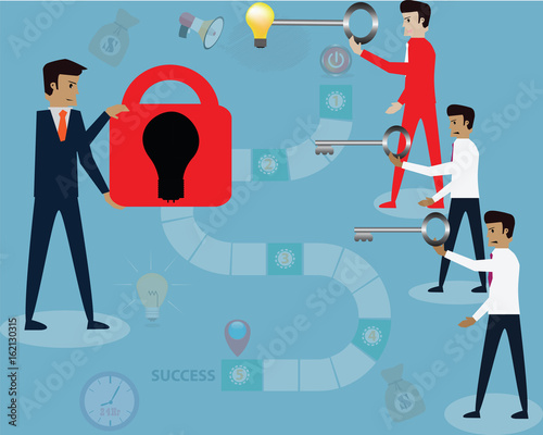 Business concept,Boss finding a perfect person for the job,used key - Vector