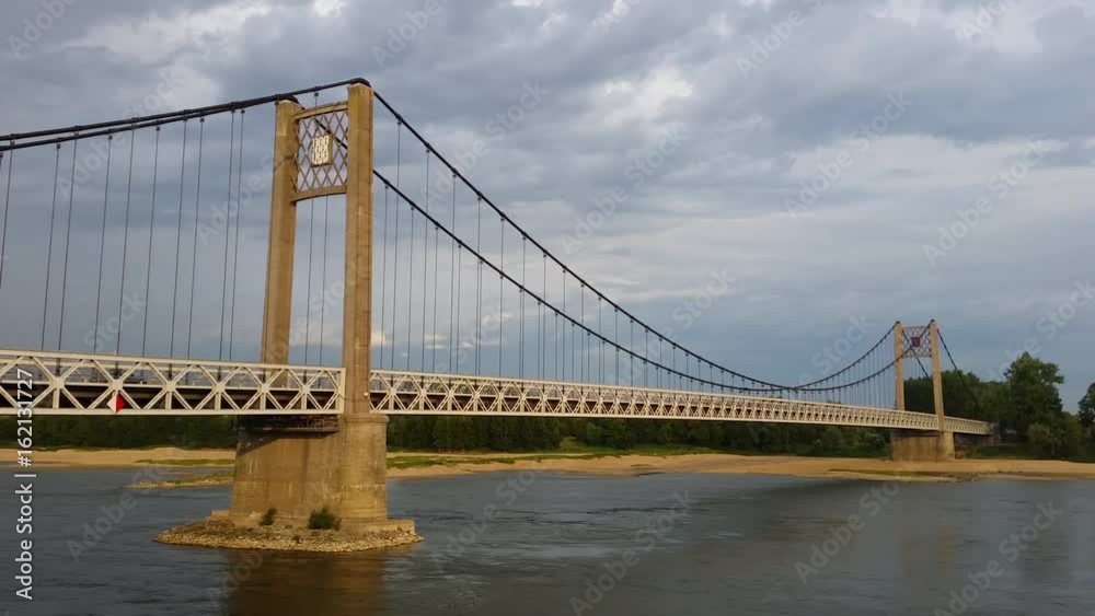 Suspension bridge over the river Loire, Ancenis, France Suspension bridge over the river Loire, Ancenis, France