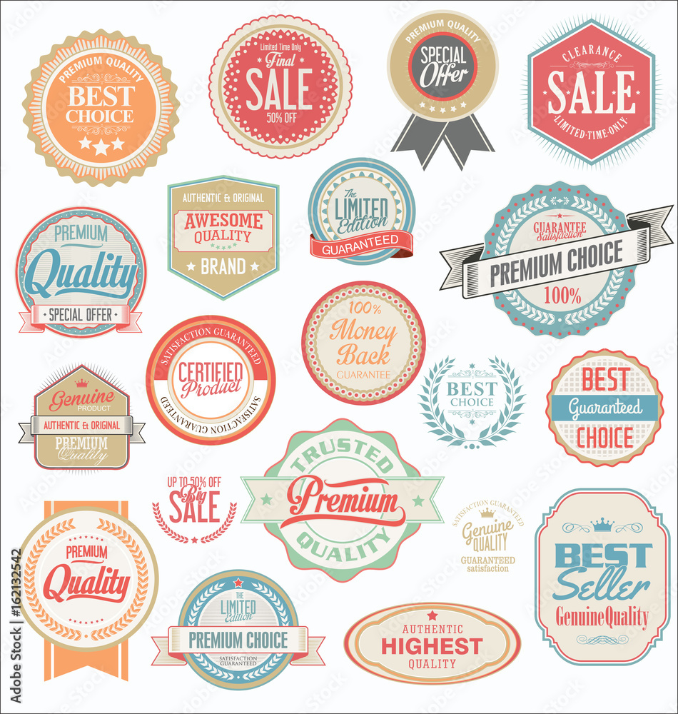 Retro vintage badges and labels collection