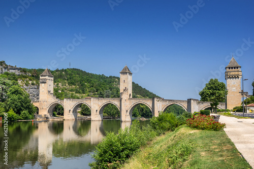 Pont Valentre across the Lot river in the town of Cahors 