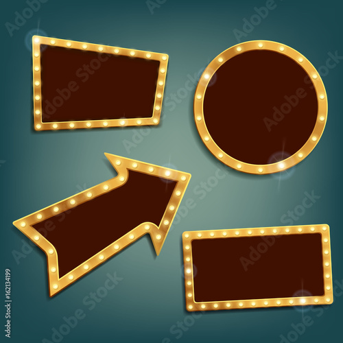 Set of vintage retro frames and banners.