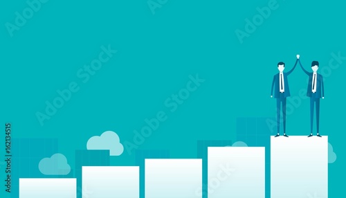 flat vector two business man action on graph and business success concept
