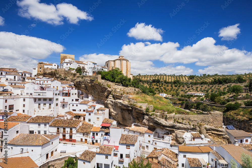 View of Setenil de las Bodegas village, one of the beautiful white villages of Andalusia, Spain