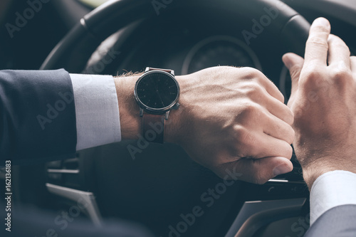  Young business man test drive new car photo