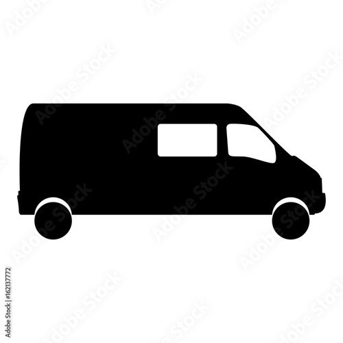 Minibus  the black color icon .