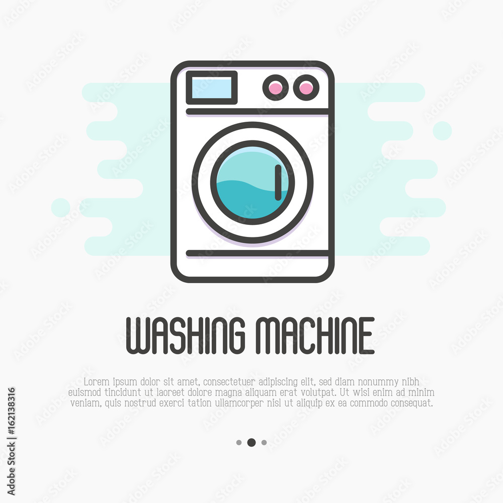 Washing machine thin line icon. Vector illustration for laundry or plumbing logo. Washing machine thin line icon. Vector illustration for laundry or plumbing logo.