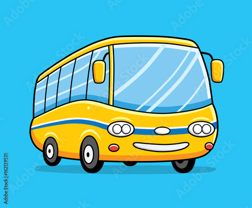 Yellow cartoon bus.