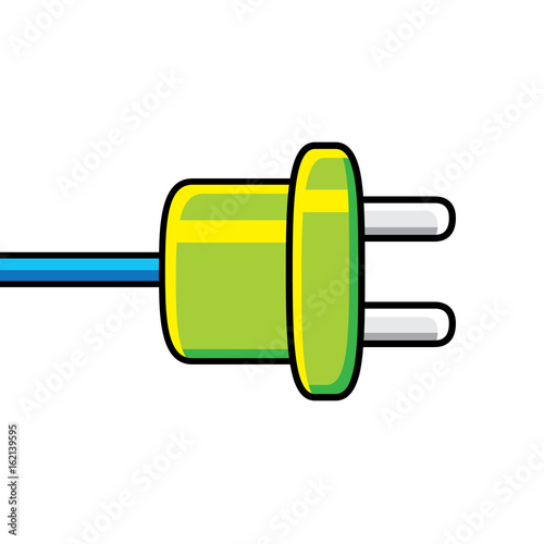 Green AC power plug vector icon isolated.