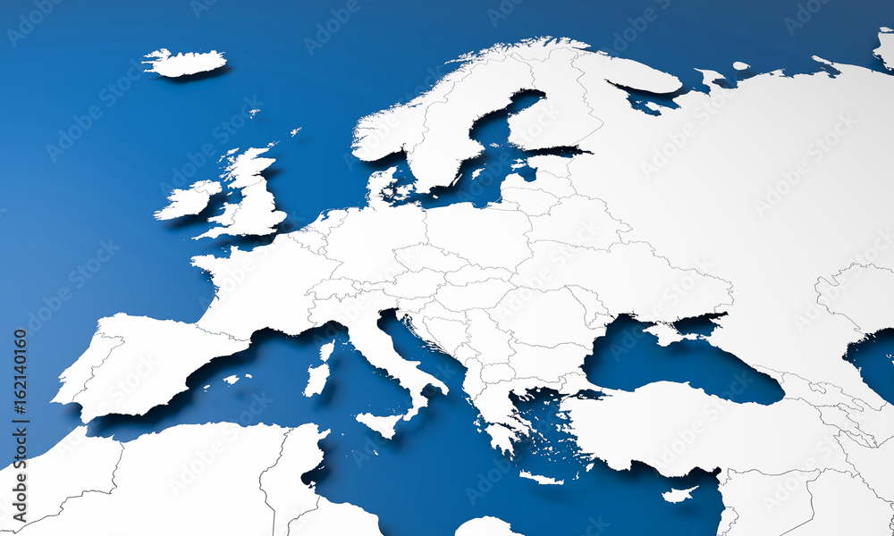 3D Europe map - obrazy, fototapety, plakaty 