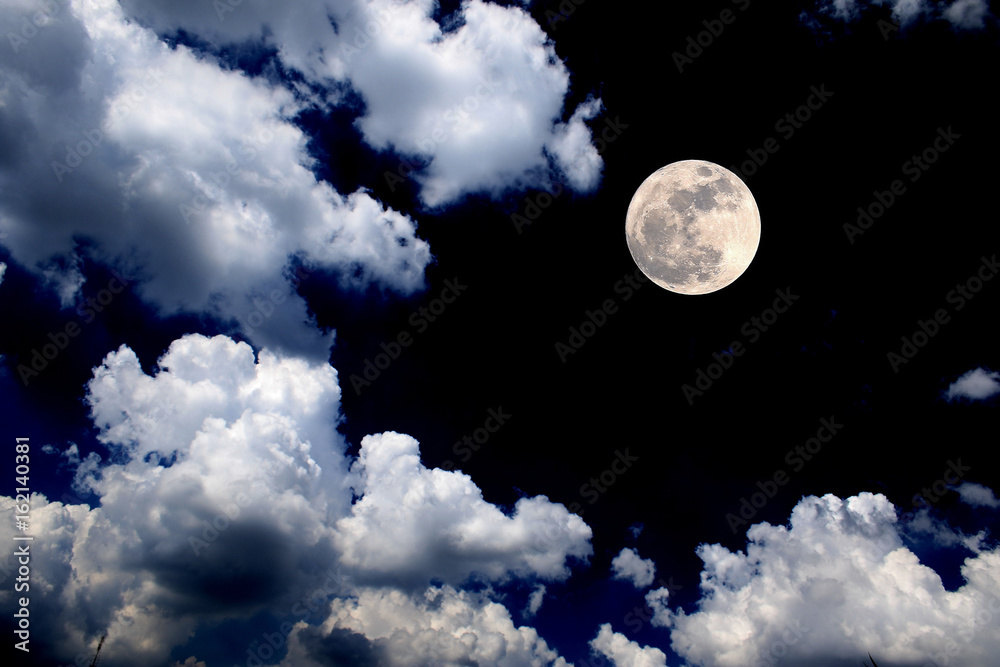 big moon blue sky night clouds background supermoon