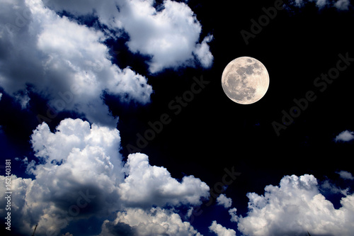big moon blue sky night clouds background supermoon