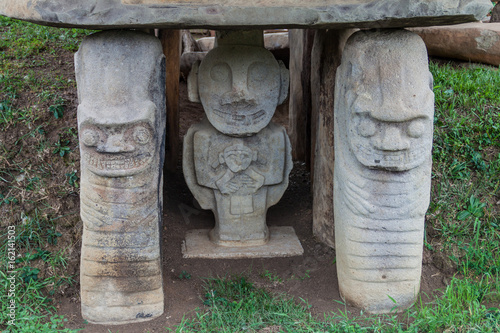 Ancient statues in archeological park in San Agustin, Colombia