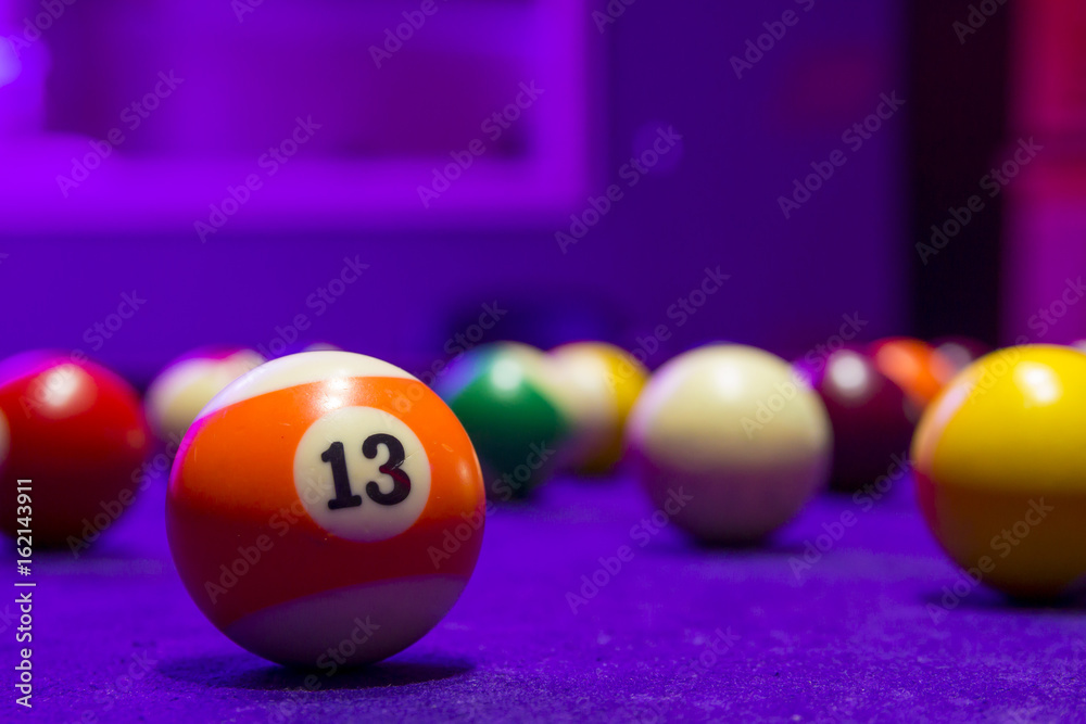 Billiard balls in a pool table Billiard balls in a pool table