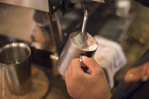 Making of latte art coffee