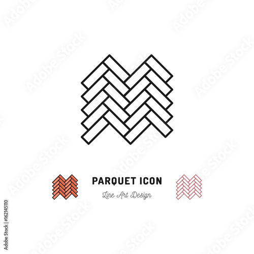Parquet icon, Wooden floor symbol. Vector thin line art symbol