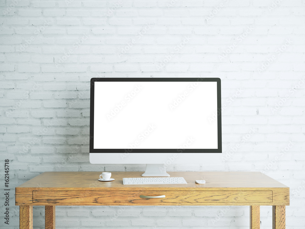 Fototapeta premium Empty white pc front