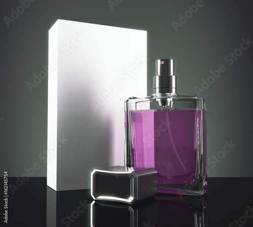 Purple perfume with packaging