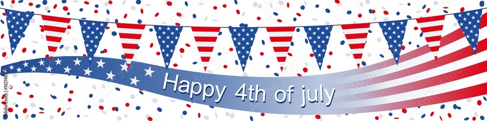 Fototapeta premium Banner. Garland, Happy 4th of july