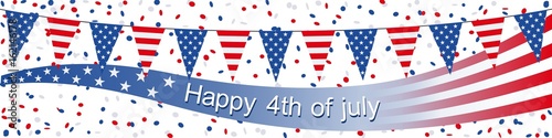Banner. Garland, Happy 4th of july