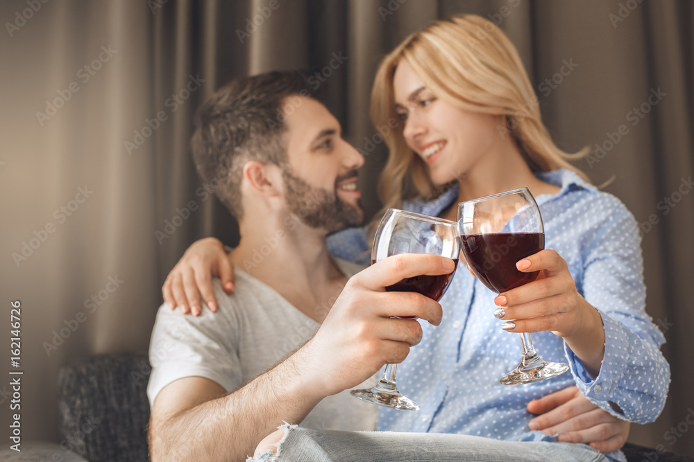 Young couple travel together hotel room leisure Young couple travel together hotel room leisure