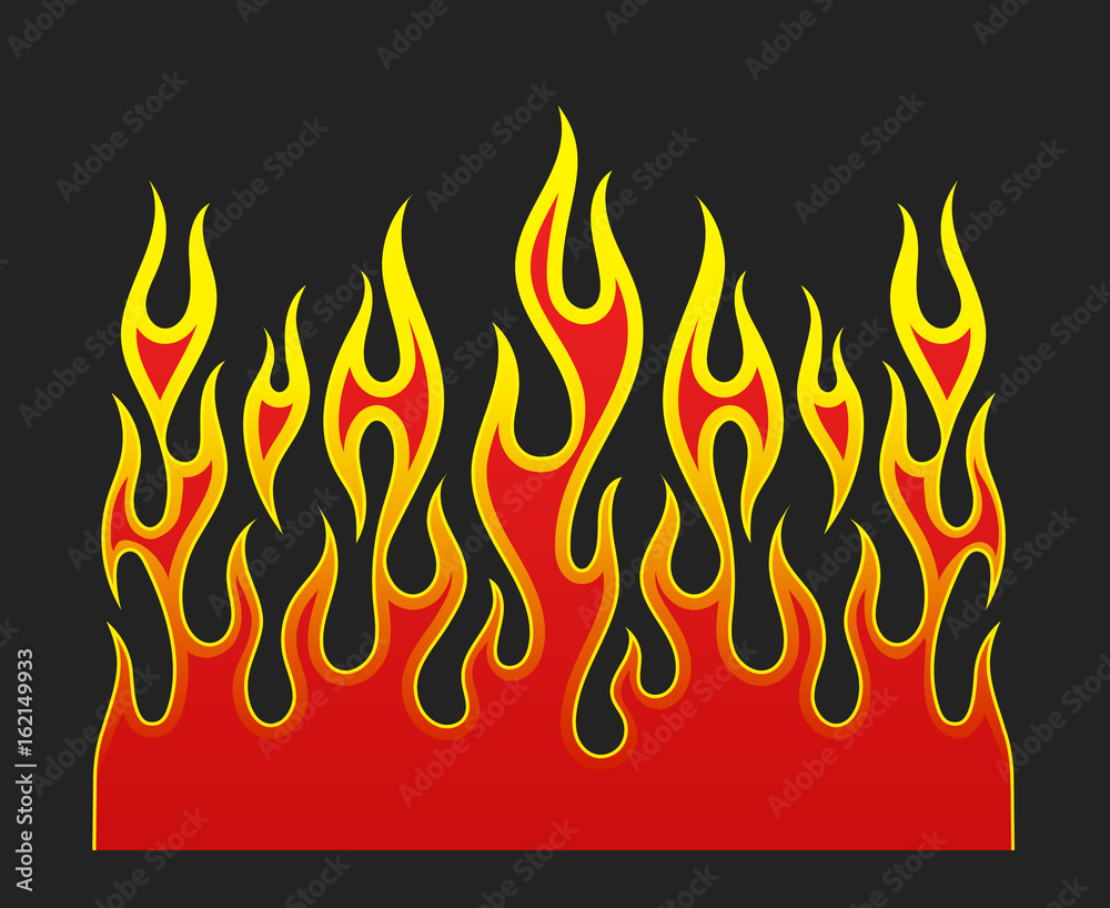 Fire flames, red and yellow gradient colored, isolated vector element