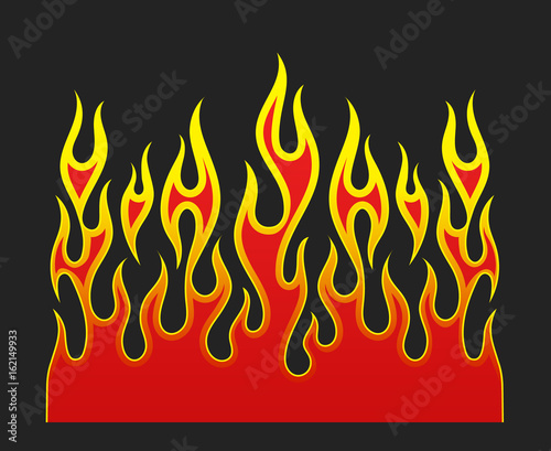 Fire flames, red and yellow gradient colored, isolated vector element