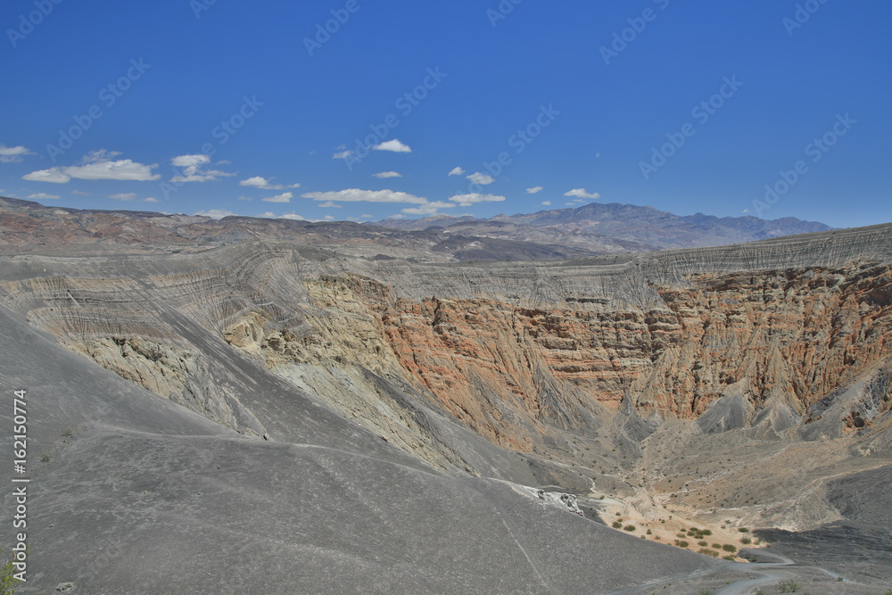 Ubehebe Crater with Desert and Moun