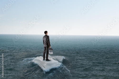 Surfing sea on ice floe