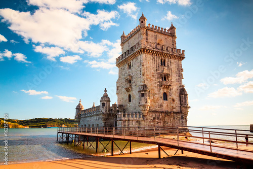 Фотография A high dynamic range shot of the Torre de Belem tower, Lisbon, Portugal, against