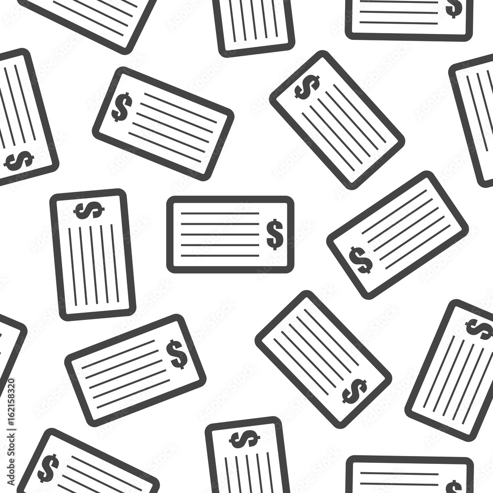 Check money seamless pattern background icon. Flat vector illustration. Check dollar sign symbol pattern. Check money seamless pattern background icon. Flat vector illustration. Check dollar sign symbol pattern.