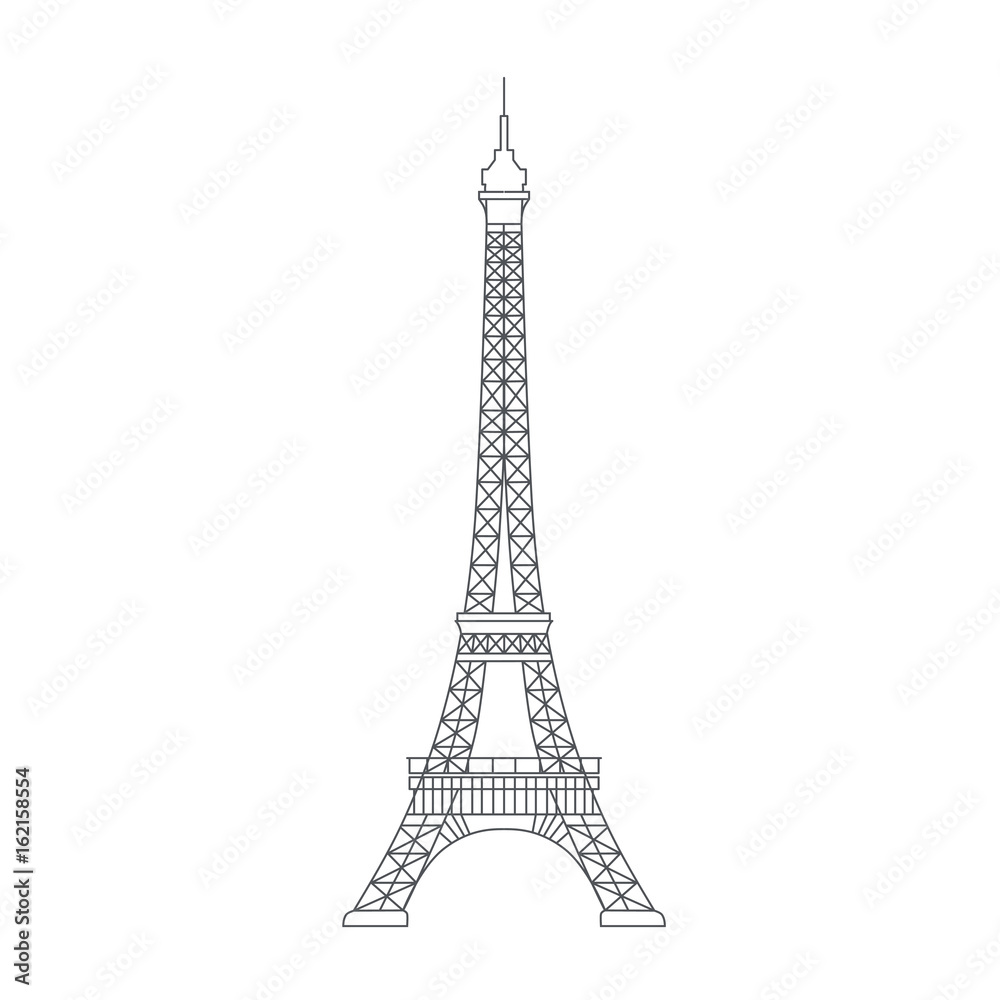 Simplified Illustration of Eiffel Tower symbol of Paris and France