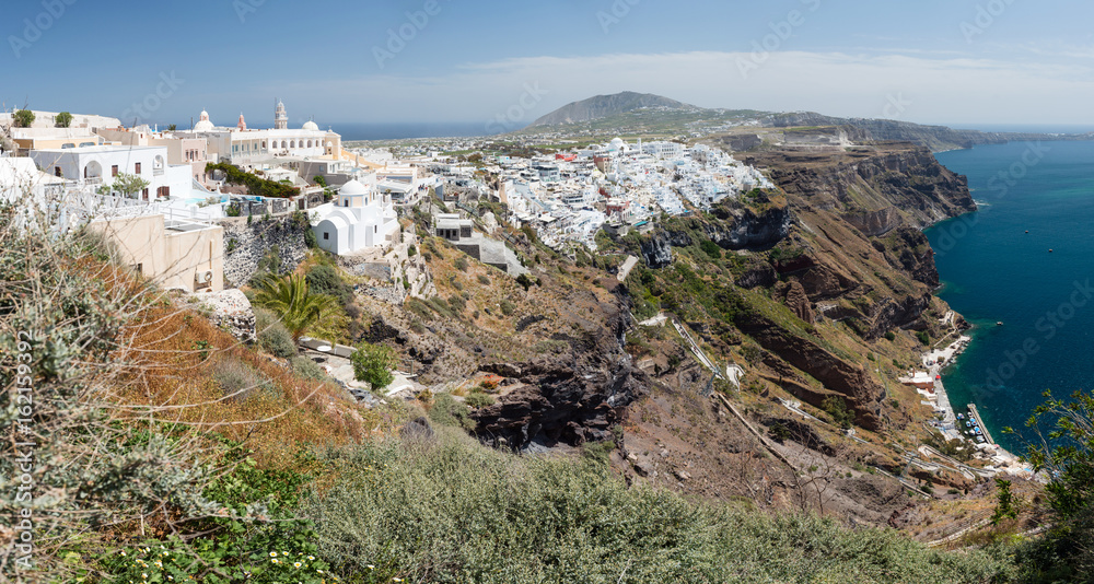 Panoramic view of Fira on the Santorini island, Greece Panoramic view of Fira on the Santorini island, Greece