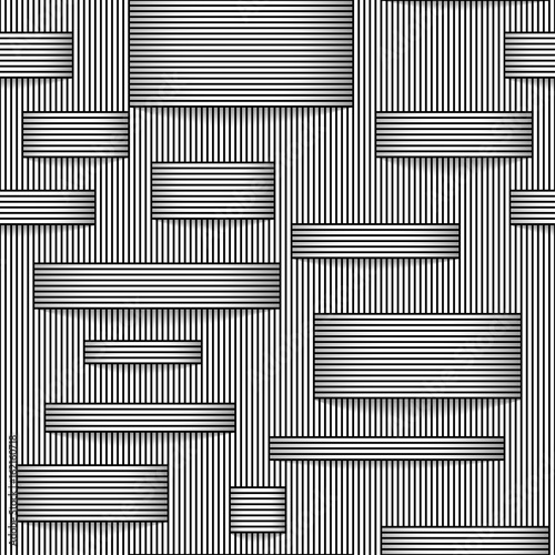 Abstract vector seamless op art pattern. Monochrome moire ornament.